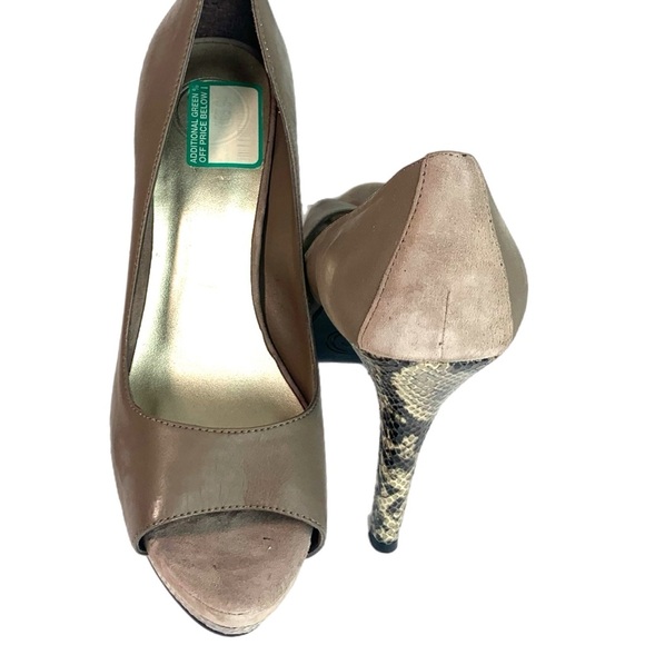 Jessica Simpson Taupe Peep-Toe Heels Sz 10 - Picture 5 of 7